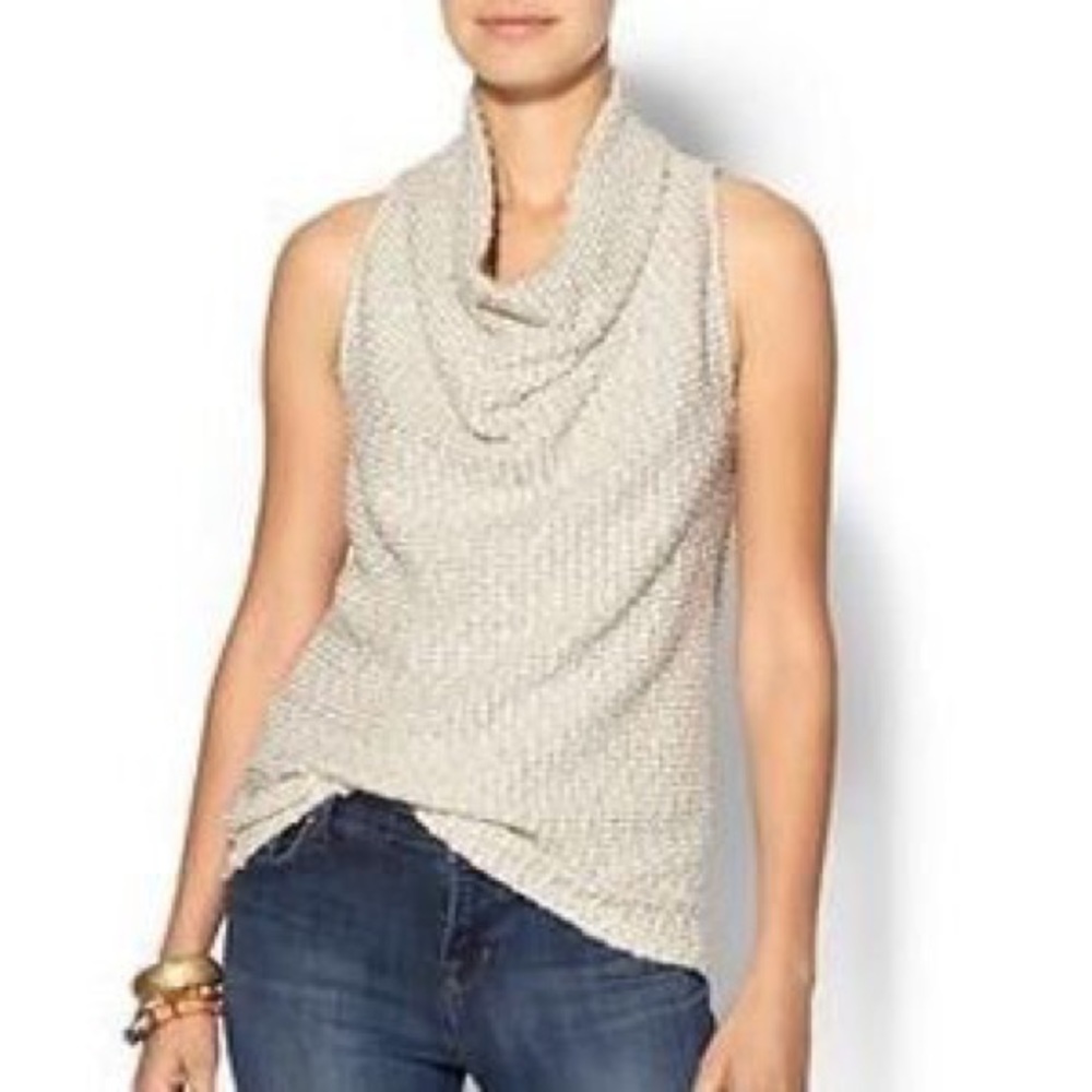 DREW Cream Cowl Neck Open Back Sleeveless …